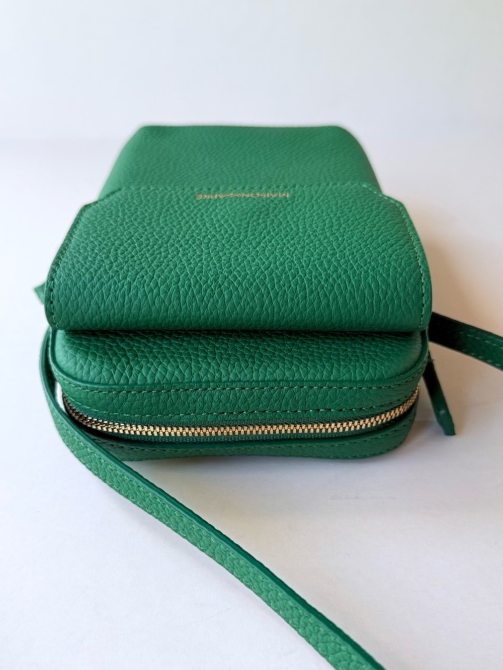Maison de Sabre The Zipped Phone Pouch Crossbody Bag Emerald Green Leather - Picture 7 of 15